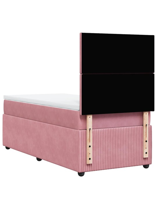 Box spring postel s matrací růžová 100x200 cm samet