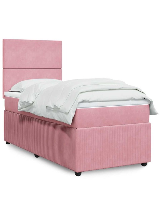 Box spring postel s matrací růžová 100x200 cm samet