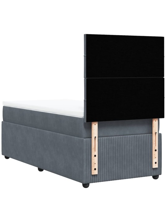 Box spring postel s matrací tmavě šedá 100x200 cm samet