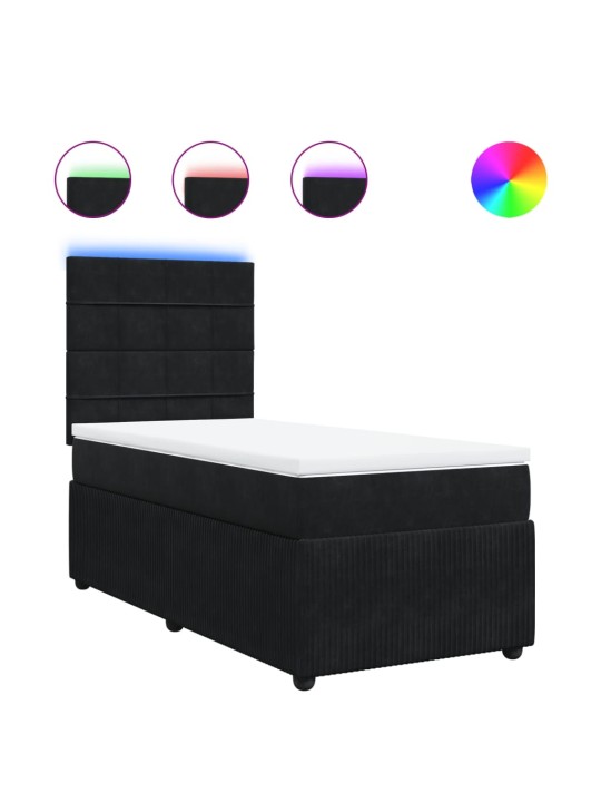 Box spring postel s matrací černá 100x200 cm samet