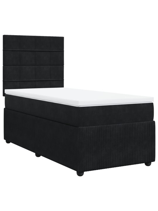 Box spring postel s matrací černá 100x200 cm samet