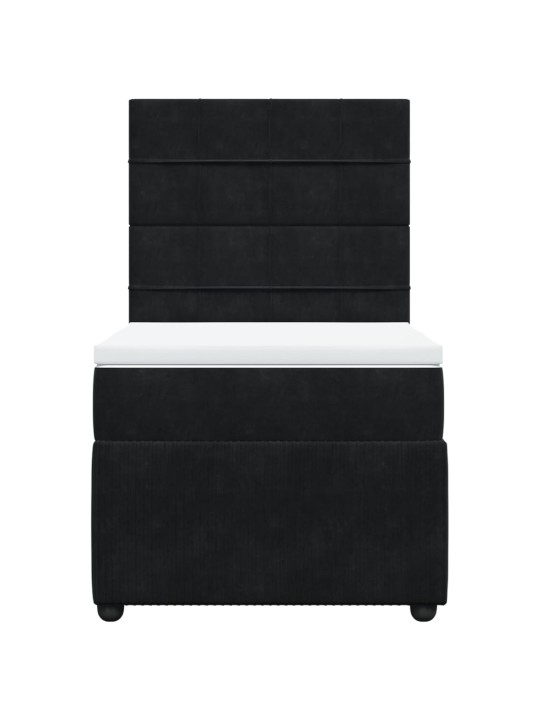 Box spring postel s matrací černá 100x200 cm samet