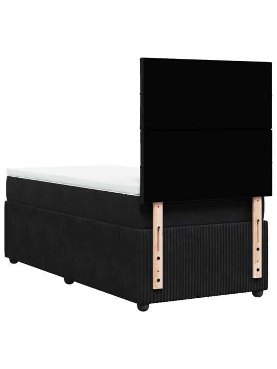 Box spring postel s matrací černá 100x200 cm samet