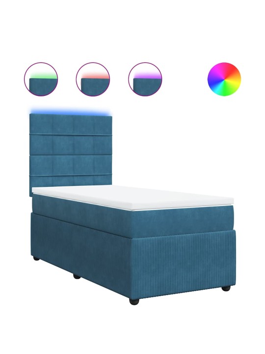 Box spring postel s matrací modrá 100 x 200 cm samet