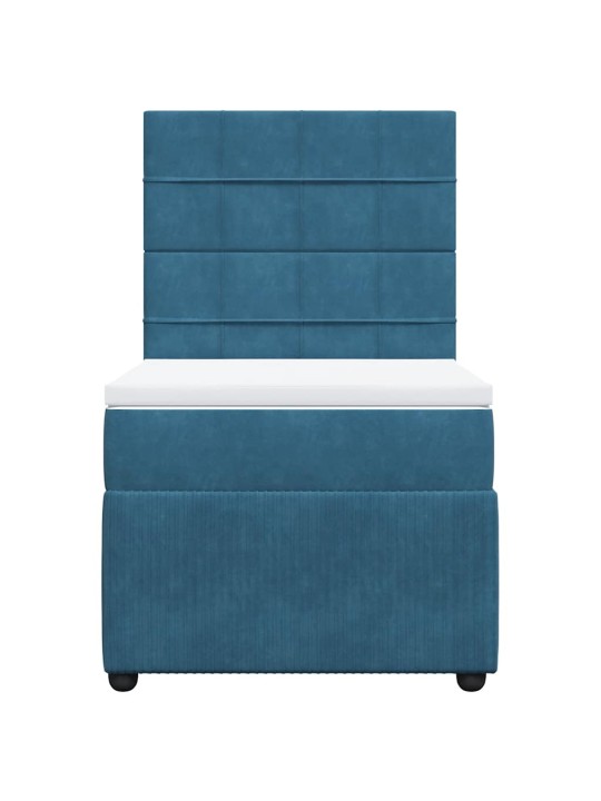 Box spring postel s matrací modrá 100 x 200 cm samet