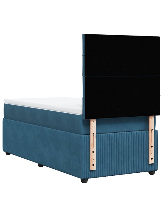 Box spring postel s matrací modrá 100 x 200 cm samet
