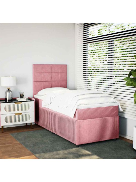 Box spring postel s matrací růžová 100x200 cm samet