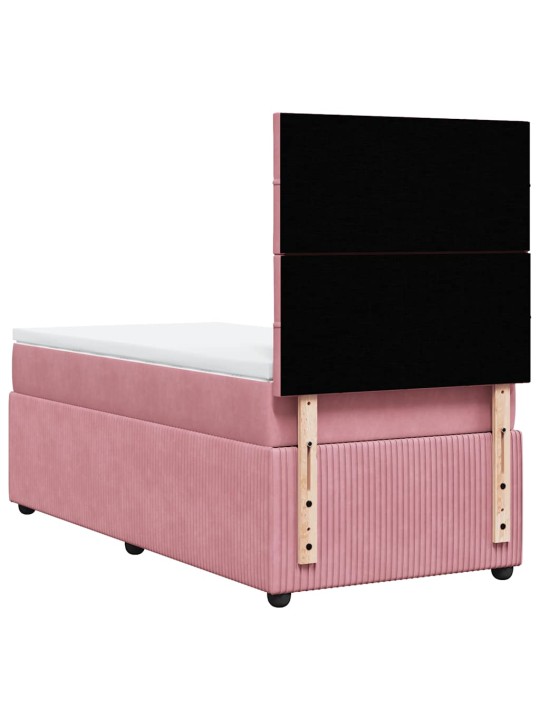 Box spring postel s matrací růžová 100x200 cm samet