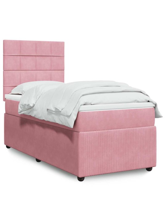 Box spring postel s matrací růžová 100x200 cm samet