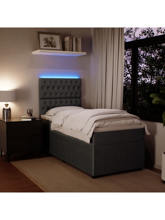 Box spring postel s matrací tmavě šedá 100x200 cm samet
