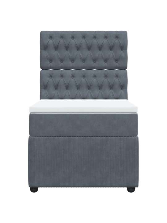 Box spring postel s matrací tmavě šedá 100x200 cm samet