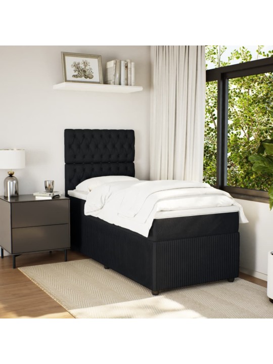 Box spring postel s matrací černá 100x200 cm samet