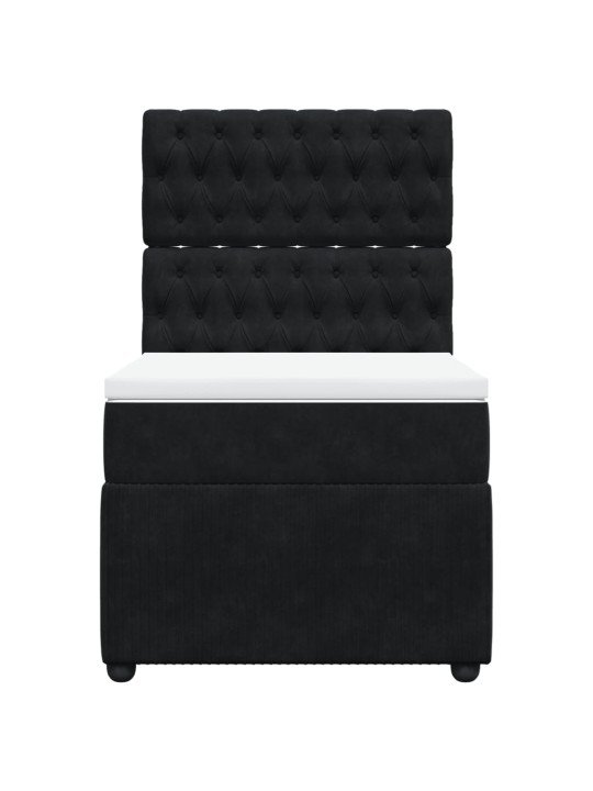 Box spring postel s matrací černá 100x200 cm samet