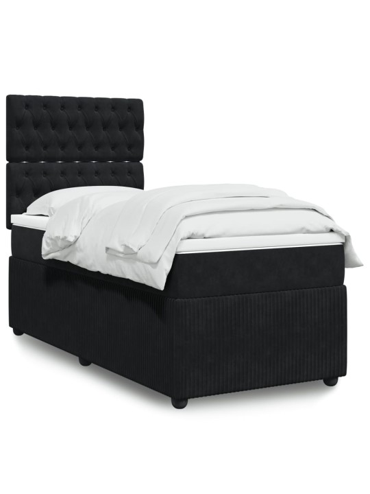 Box spring postel s matrací černá 100x200 cm samet