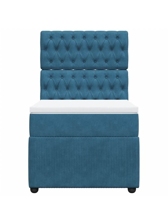 Box spring postel s matrací modrá 100 x 200 cm samet