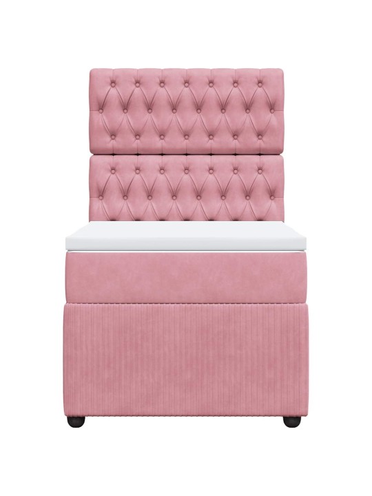 Box spring postel s matrací růžová 100x200 cm samet