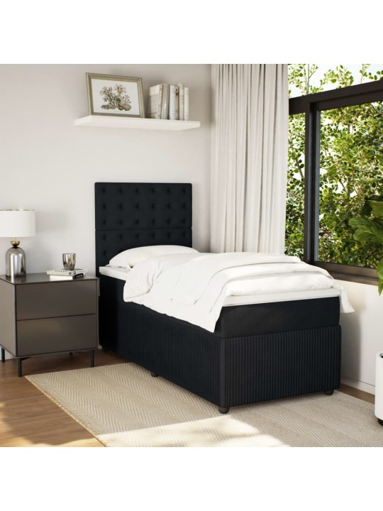 Box spring postel s matrací černá 100x200 cm samet