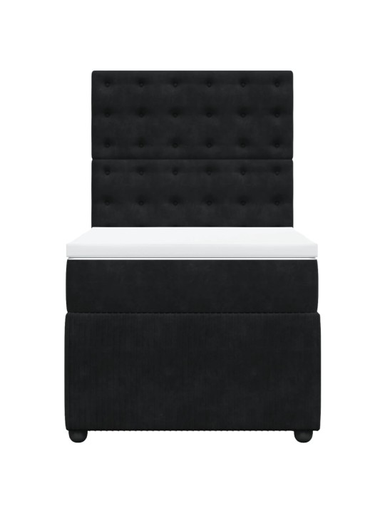 Box spring postel s matrací černá 100x200 cm samet