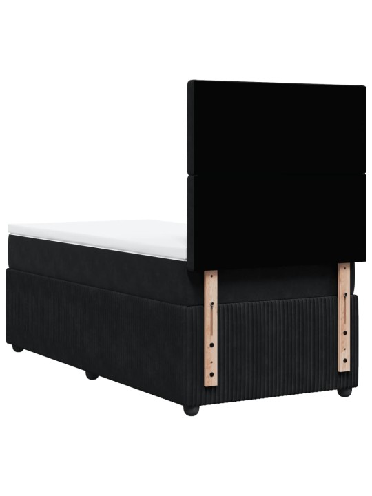 Box spring postel s matrací černá 100x200 cm samet