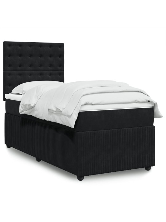 Box spring postel s matrací černá 100x200 cm samet