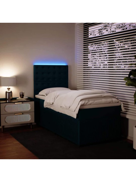 Box spring postel s matrací modrá 100 x 200 cm samet