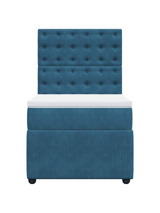 Box spring postel s matrací modrá 100 x 200 cm samet