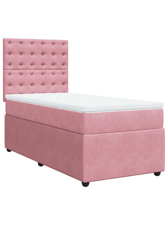 Box spring postel s matrací růžová 100x200 cm samet