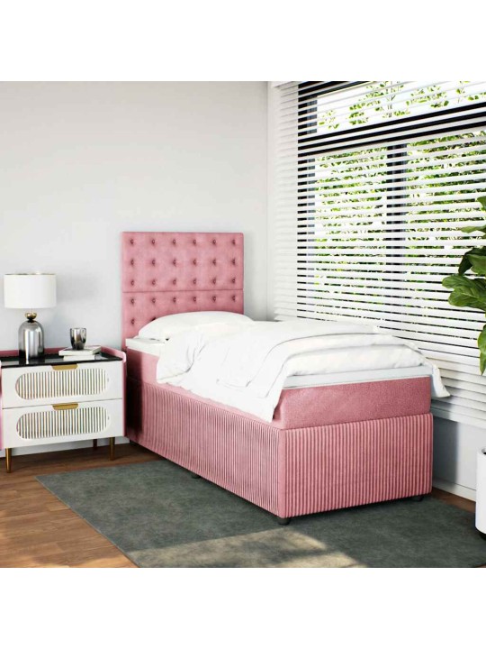 Box spring postel s matrací růžová 100x200 cm samet