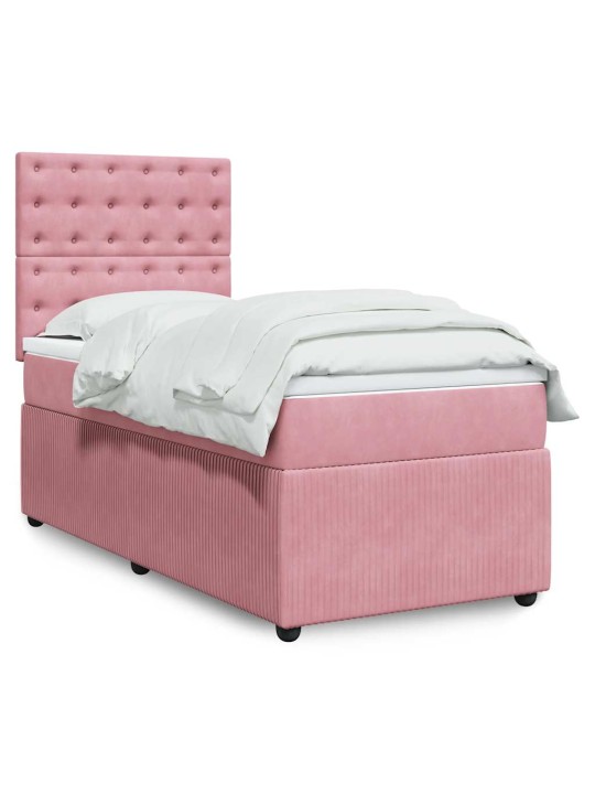 Box spring postel s matrací růžová 100x200 cm samet