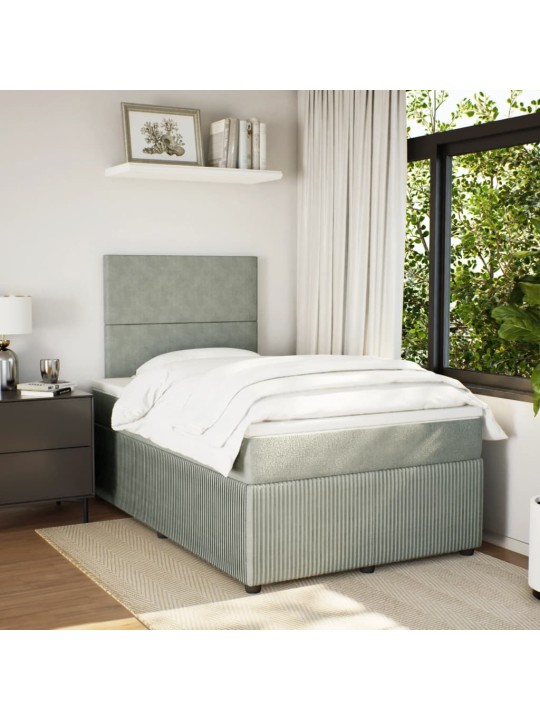 Box spring postel s matrací světle šedá 120x190 cm samet