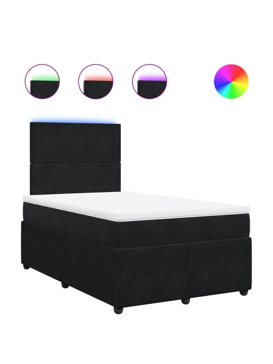 Box spring postel s matrací černá 120 x 190 cm samet