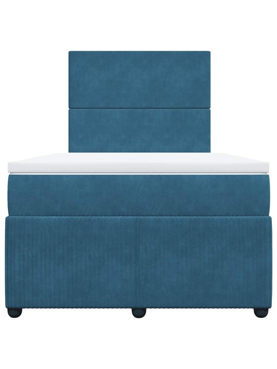 Box spring postel s matrací modrá 120 x 190 cm samet