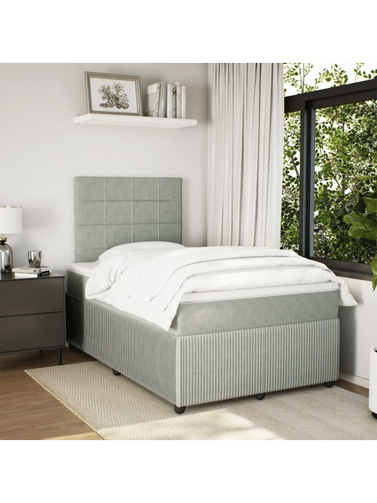 Box spring postel s matrací světle šedá 120x190 cm samet