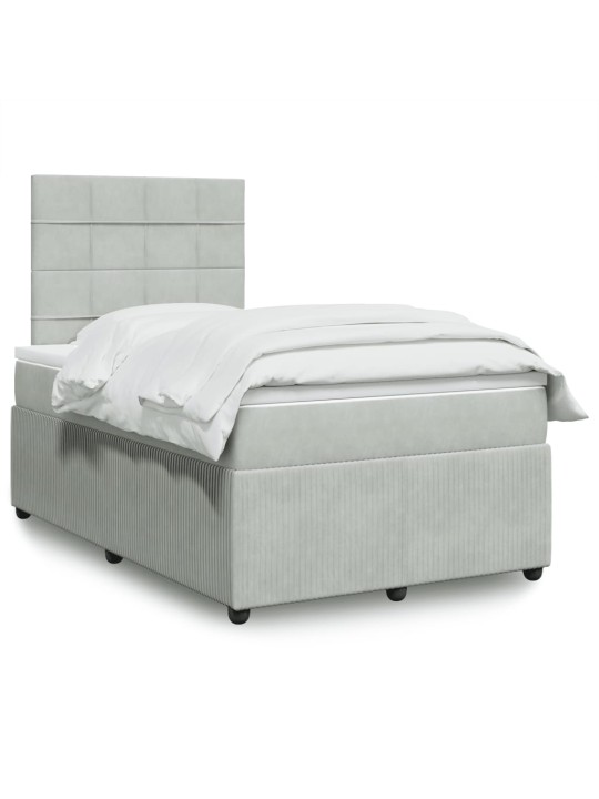 Box spring postel s matrací světle šedá 120x190 cm samet