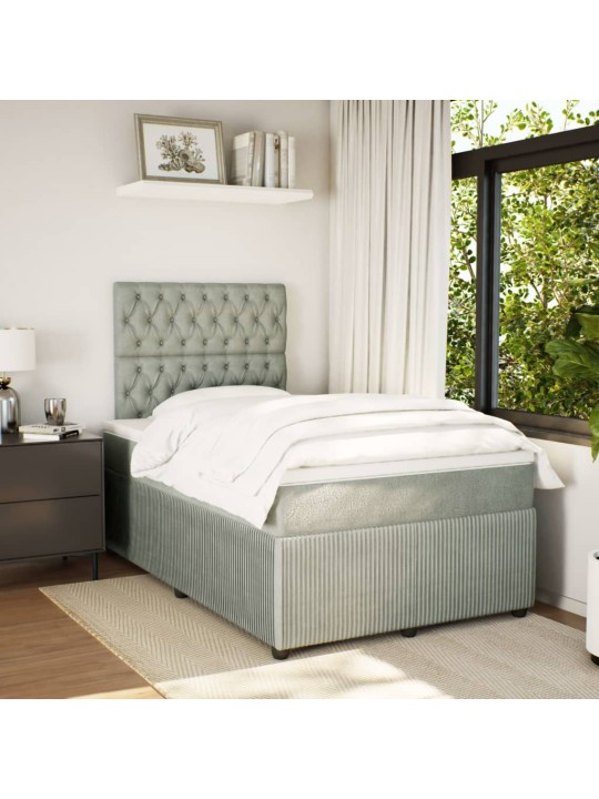 Box spring postel s matrací světle šedá 120x190 cm samet
