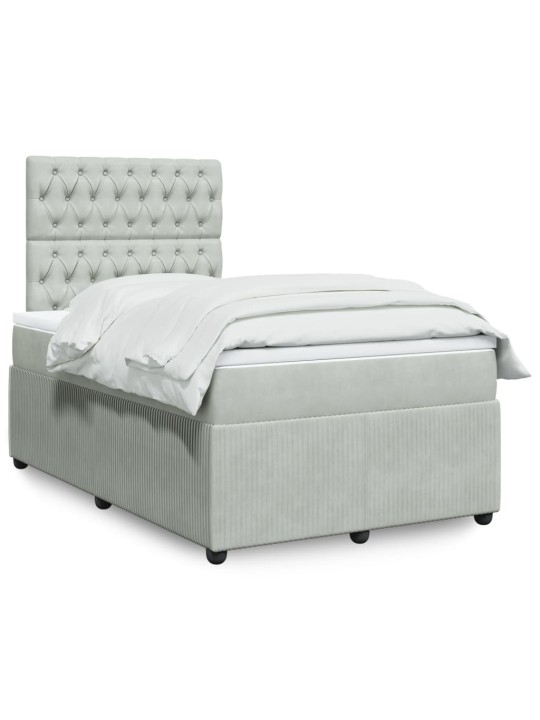 Box spring postel s matrací světle šedá 120x190 cm samet