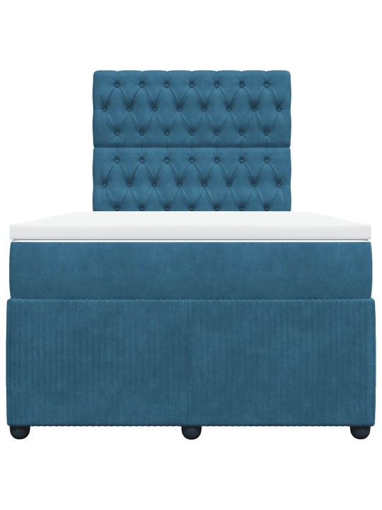 Box spring postel s matrací modrá 120 x 190 cm samet