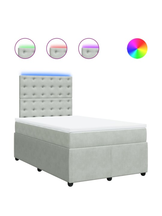 Box spring postel s matrací světle šedá 120x190 cm samet