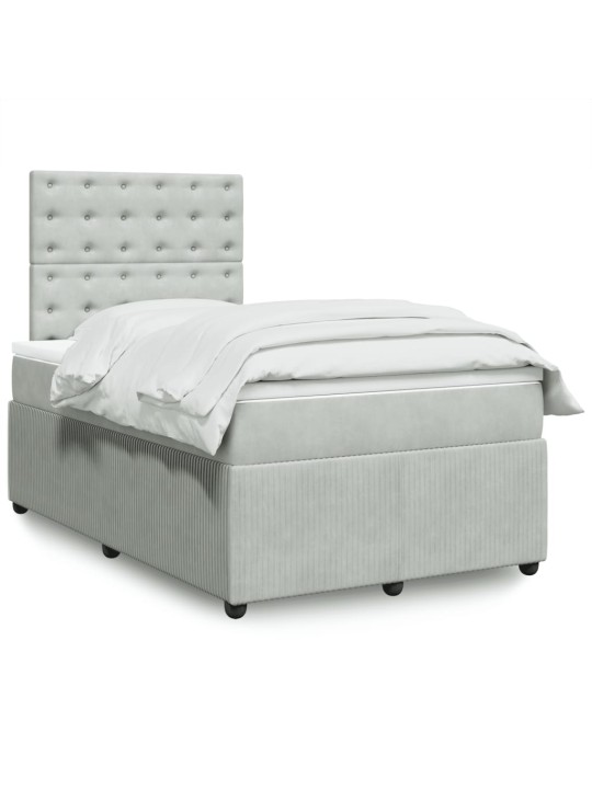 Box spring postel s matrací světle šedá 120x190 cm samet