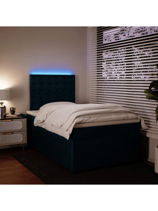Box spring postel s matrací modrá 120 x 190 cm samet