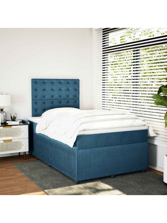 Box spring postel s matrací modrá 120 x 190 cm samet