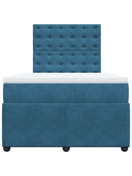 Box spring postel s matrací modrá 120 x 190 cm samet