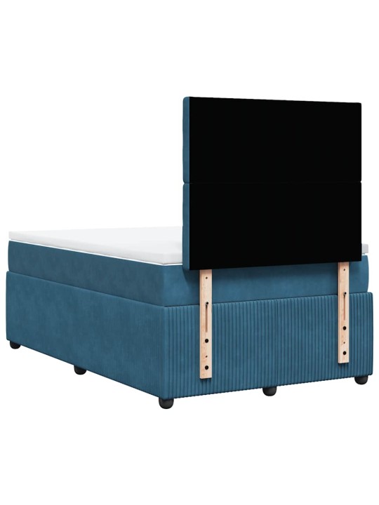 Box spring postel s matrací modrá 120 x 190 cm samet