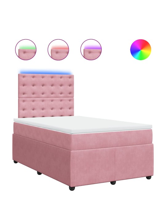 Box spring postel s matrací růžová 120x190 cm samet