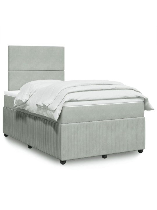Box spring postel s matrací světle šedá 120 x 200 cm samet