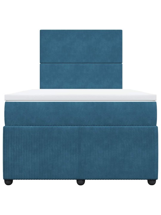 Box spring postel s matrací modrá 120 x 200 cm samet