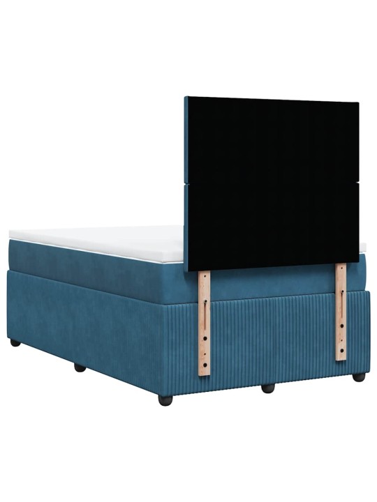Box spring postel s matrací modrá 120 x 200 cm samet