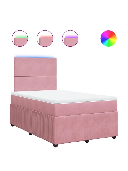 Box spring postel s matrací růžová 120 x 200 cm samet