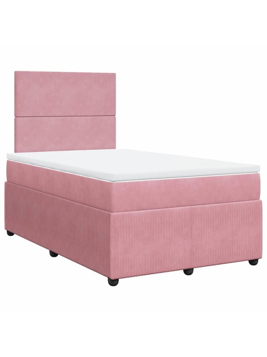 Box spring postel s matrací růžová 120 x 200 cm samet