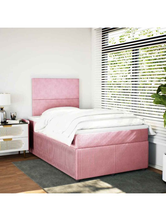 Box spring postel s matrací růžová 120 x 200 cm samet